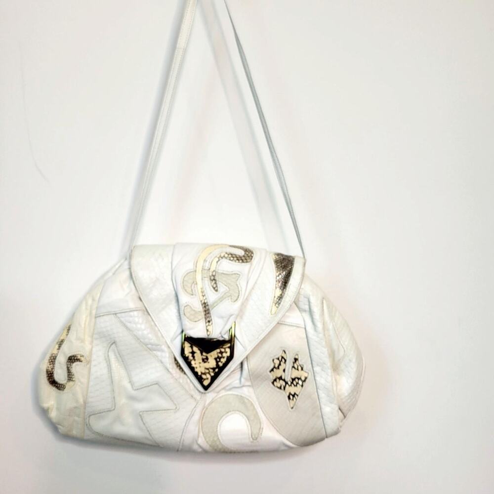 1980s white leather and snake